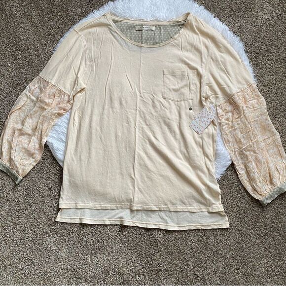 Free People We The Free Jade Tunic Top NEW Cream Balloon Sleeve Women’s Medium - Picture 1 of 12